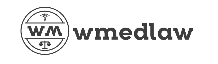 Logo with the initials "WM" inside a circle, medical and legal symbols, and "wmedlaw" text.