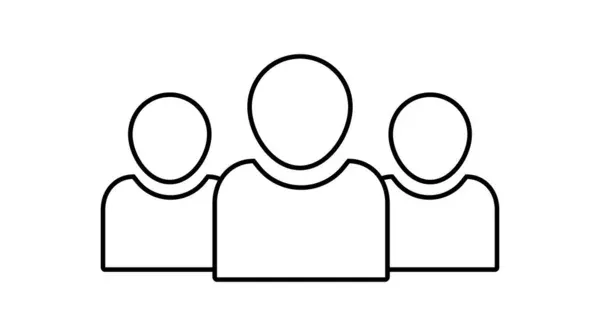 Outline illustration of three generic human figures in black on white background.